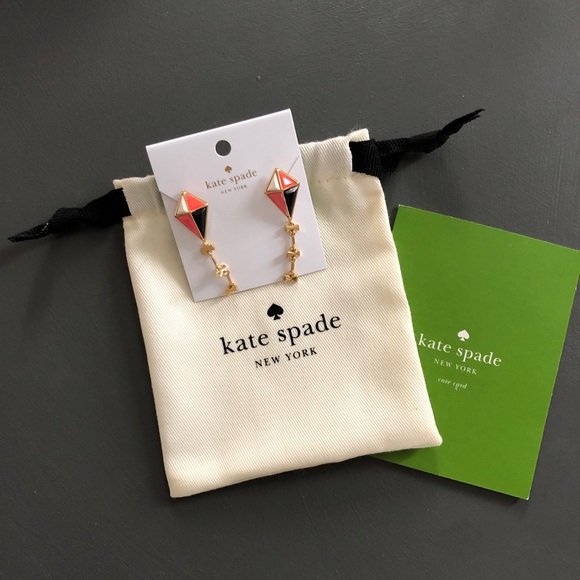 kate spade Jewelry - KATE SPADE orange gold kite tail earrings pouch